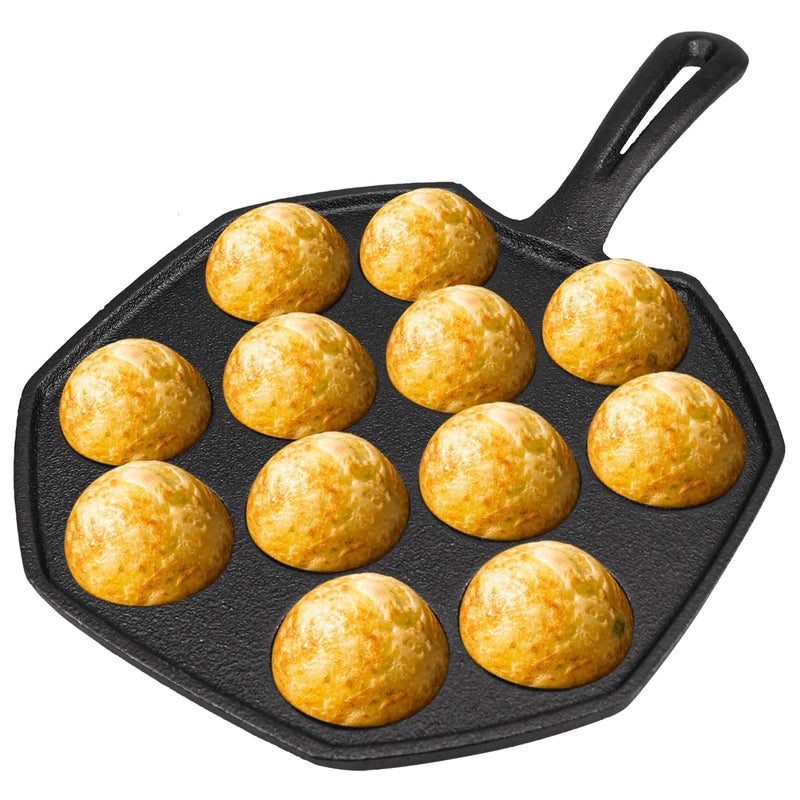 DOERDO DD DOERDO Takoyaki Maker Takoyaki Pan Cast Iron Octopus Meat Ball Mold Nonstick Baking Tray for Octopus Balls  12 Holes - Image 1